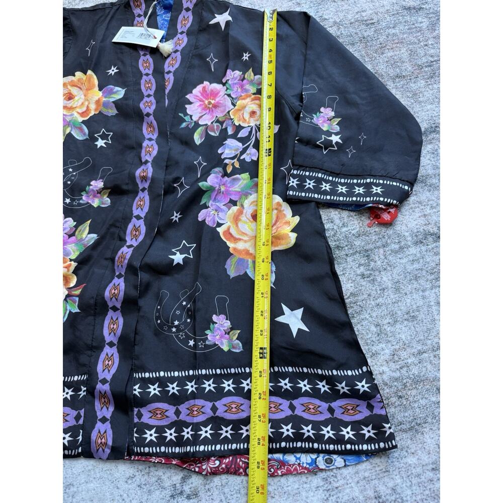 Johnny Was Jade Kimono Silk Jacket Kasumi Black Multicolor Reversible Sz S $550 - Picture 2 of 12